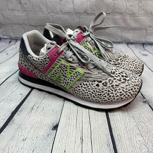 New Balance Leopard Print with Pink and Green Accents